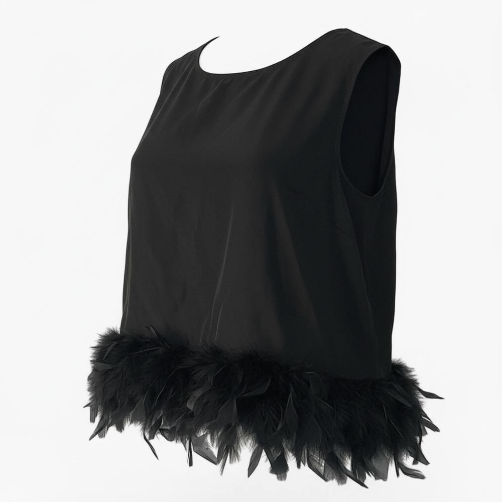 🖤 Feather Hem Party Top | Medium (Runs Small) Statement Blouse 🖤 - Picture 4 of 8